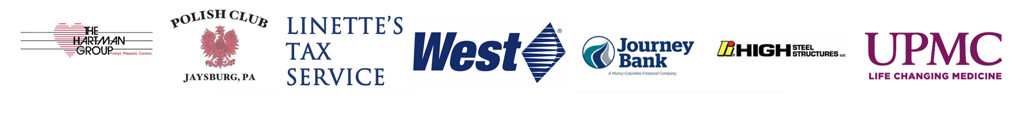 Sponsors Logos The Harman Group, Polish Club, Linette's Tax Service, West, Journey Bank, High Steel, UPMC